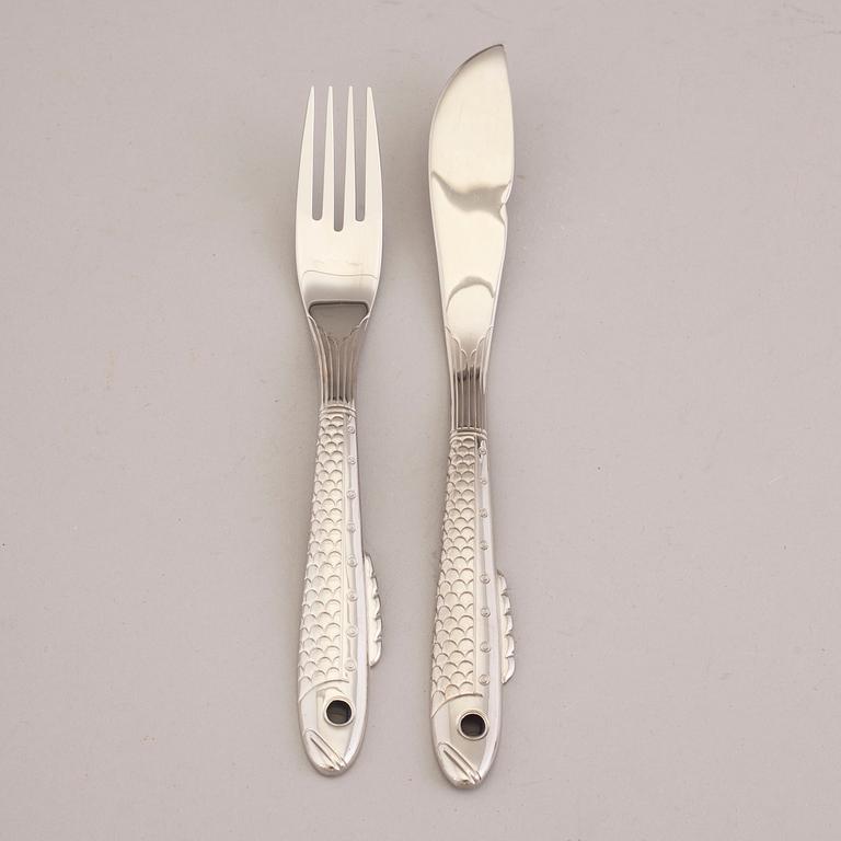 GUNNAR CYRÉN, a set of twelve pieces stainless steel flatware "Nobel", Gense, Sweden.