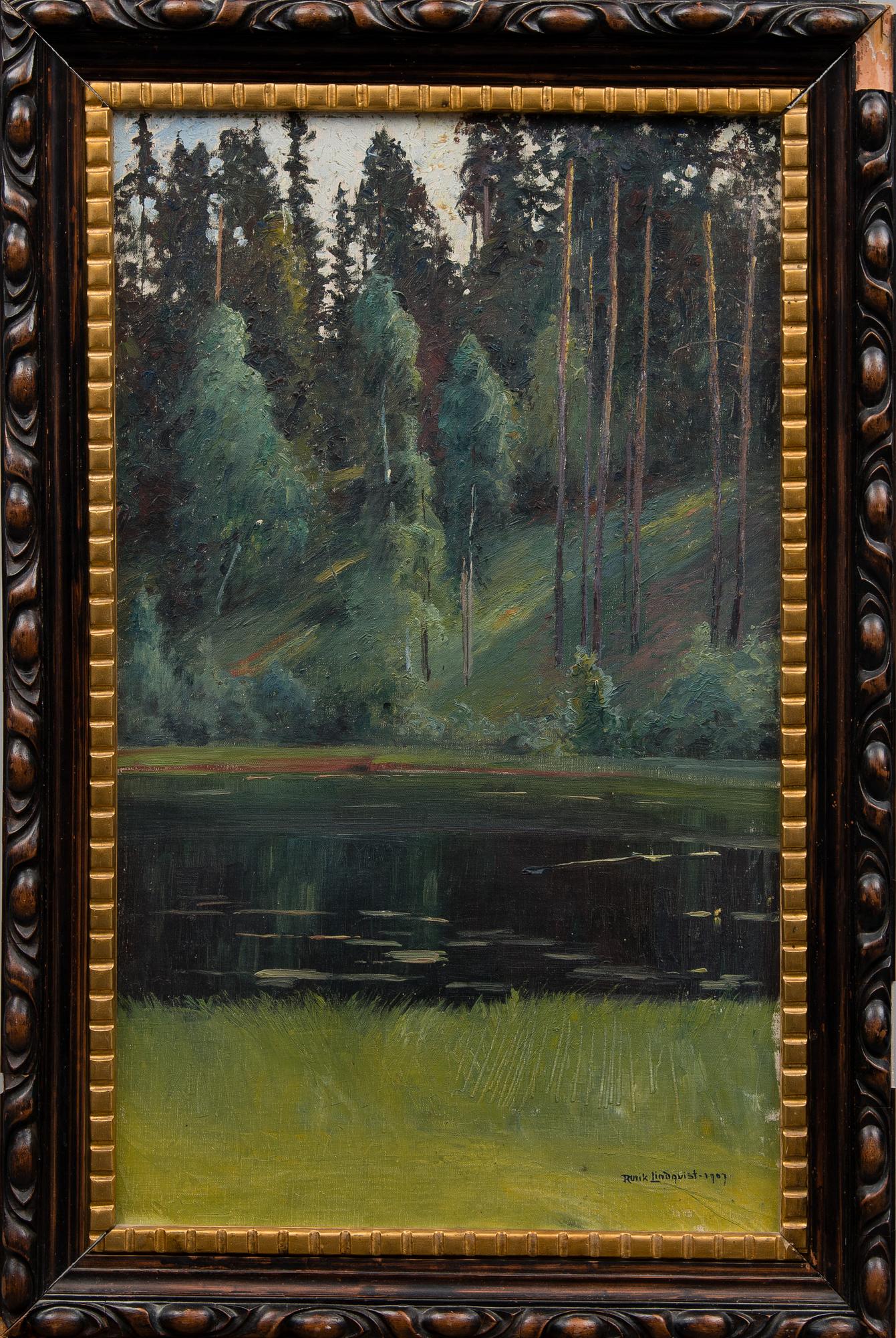 RURIK LINDQUIST, öljy kankaalle, signeerattu ja päivätty 1907.