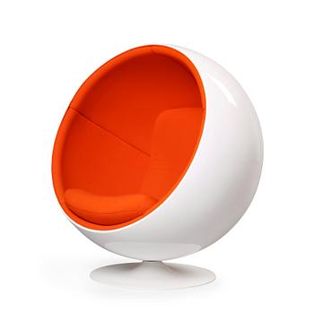 100. An Eero Aarnio white fiberglass and orange fabric 'Ball chair', by Adelta, Finland, post 1991.