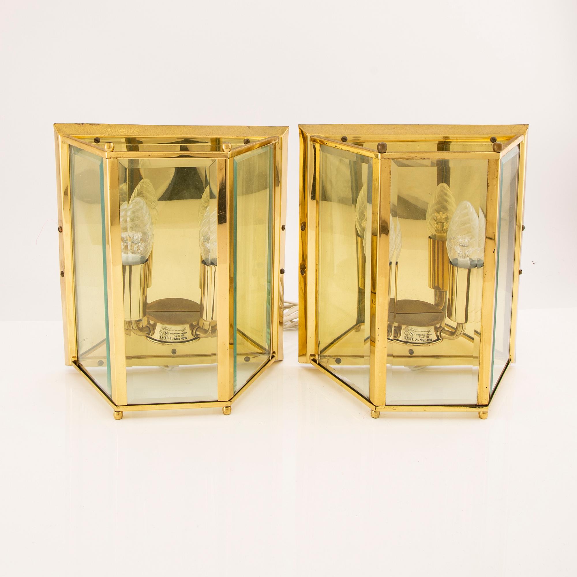Wall lamps, a pair, Bellman environment, end of the 20th century.