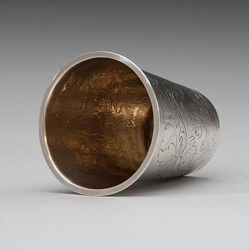 A Swedish 18th century parcel-gilt beaker, marks of Hans Jacob Schmit, Karlskrona 1712-1714 , contol mark Jöran Albin.
