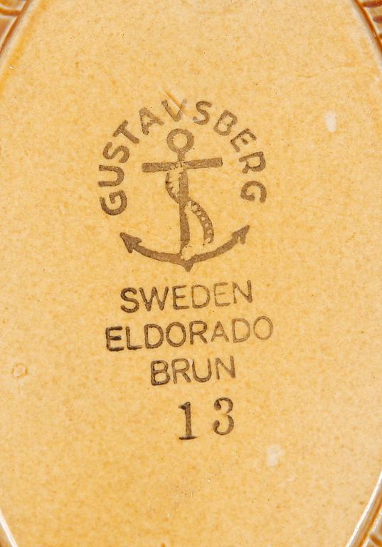 PARTI GUSTAVSBERG, keramik, 7 delar, bl a Stig Lindberg, "Eldorado", "Reptil, sant Sven Jonson "Lagun".