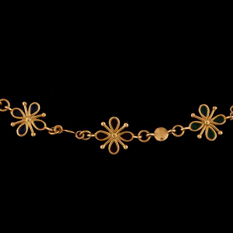COLLIER, 18k guld med polykrom emalj. Italien. Vikt ca70g.
