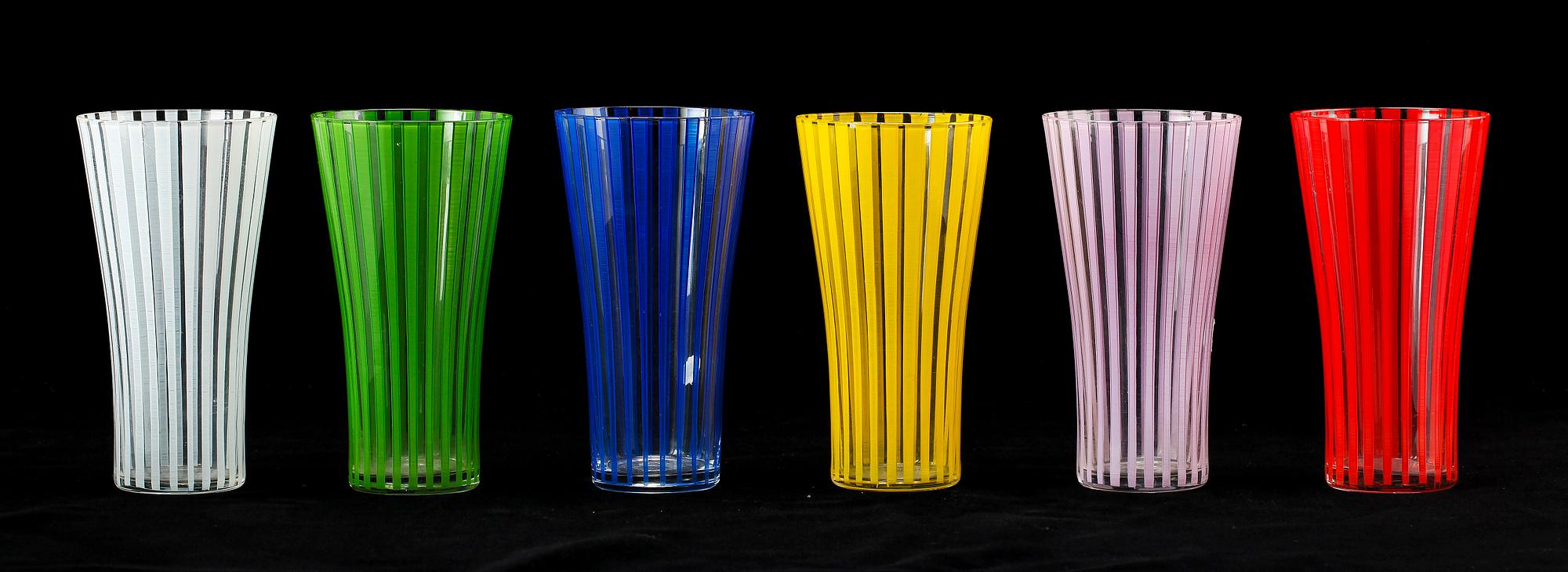 GLAS, 6 st, "Strict", Bengt Orup, Johansfors.