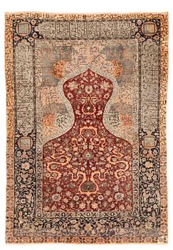 360. An antique silk rug, probably Istanbul, Turkey, c. 181 x 127 cm.