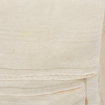 A TABLE CLOTH, linen damask, "Ymnighetshornet", ca 294 x 148 cm, signed C.W. T:tORP SVERIGE.