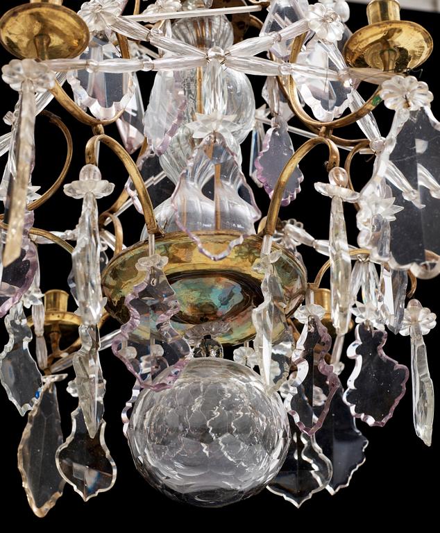 A Swedish Rococo 18th century six-light chandelier.