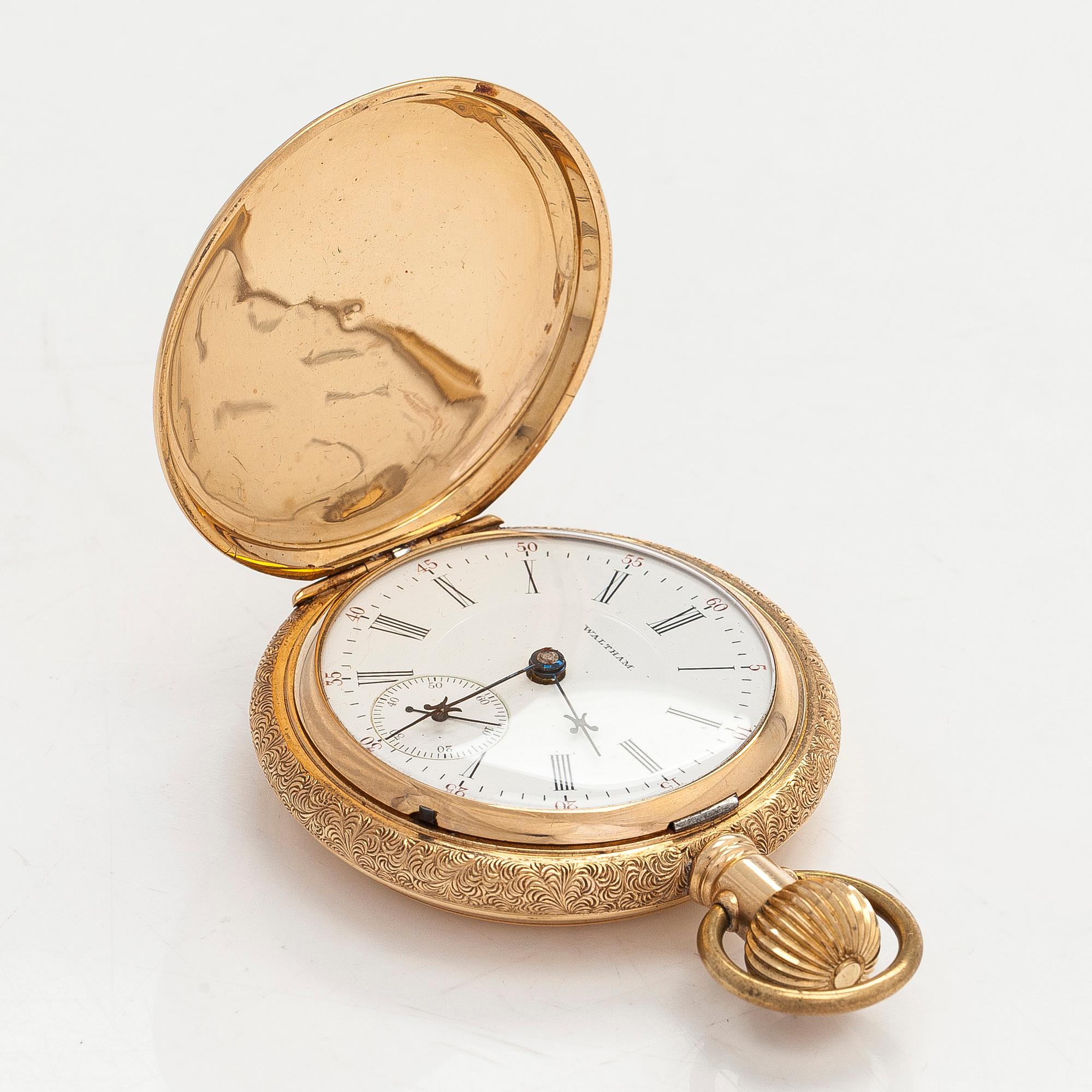 Waltham, pocket watch, hunter, 56.5 mm.