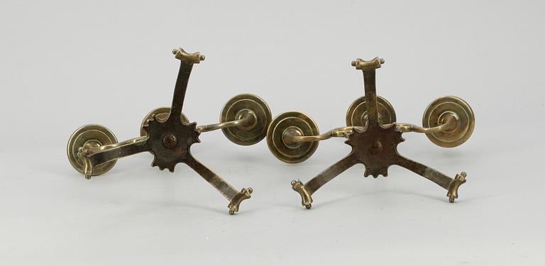 LJUSSTAKAR, ett par, mässing. Barockstil, 1800-tal.