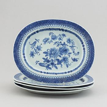 Four blue and white serving dishes, Qing dynasty, Qianlong (1736-95).