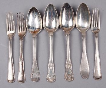 DIVERSE BESTICK, 7 st, silver, Danmark, Sverige, bla Arvid Wernström Eksjö1823.