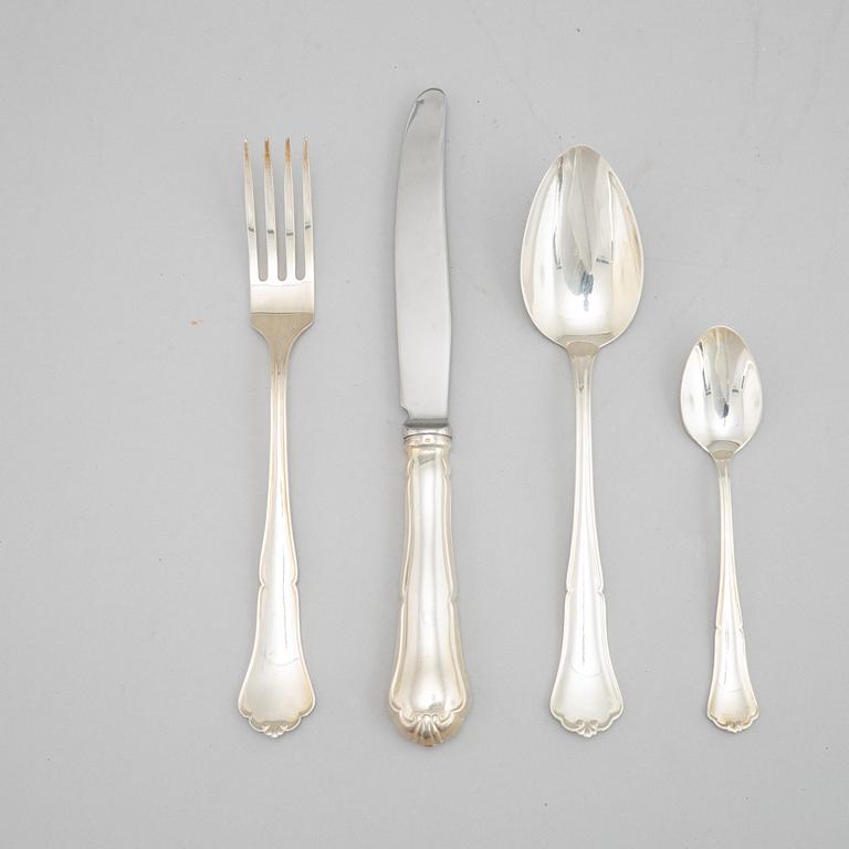 A silver cutlery with Swedish import mark, (48 pieces).