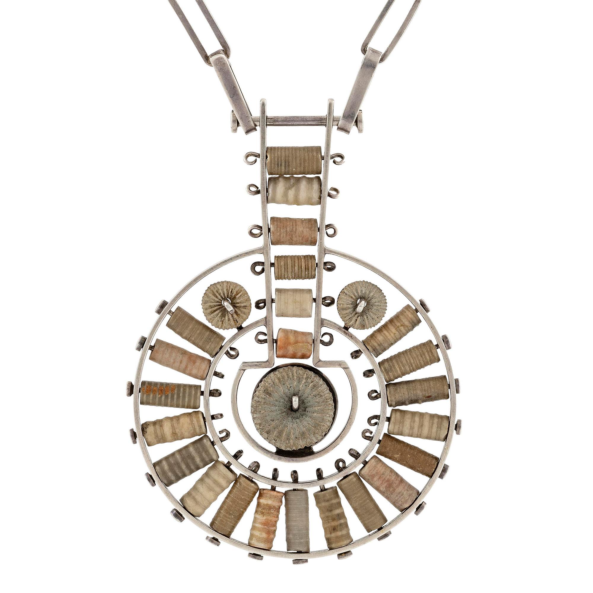 Inga-Britt "Ibe" Dahlquist, a necklace, sterling silver with fossils, Malmö 1965.