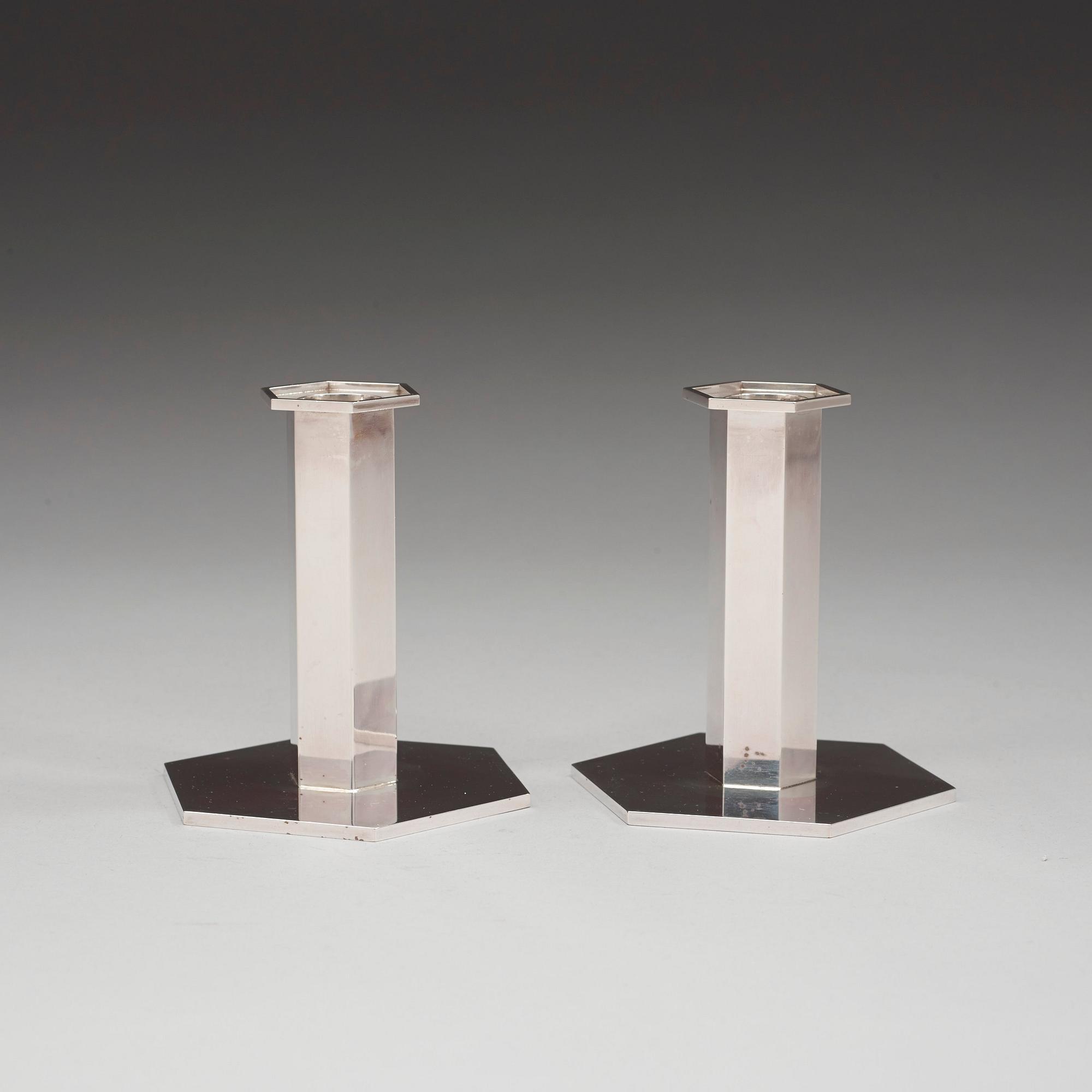 WIWEN NILSSON, ljusstakar, ett par, Lund 1960, sterling.