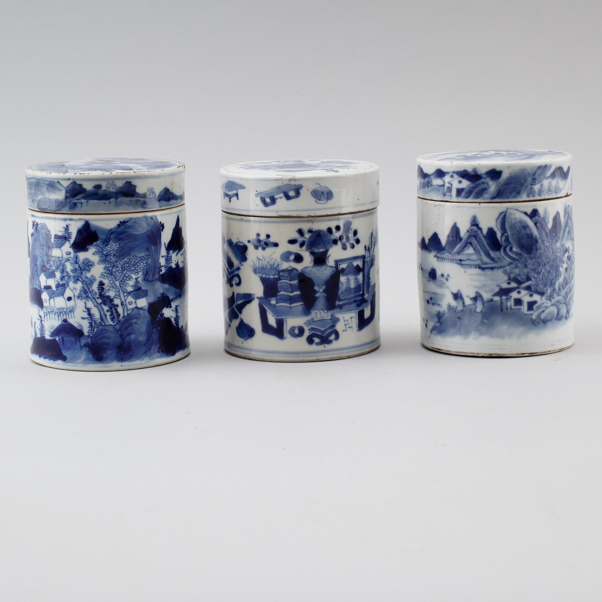 LOCKDOSOR, 3 st, porslin, Kina, 1800-tal.