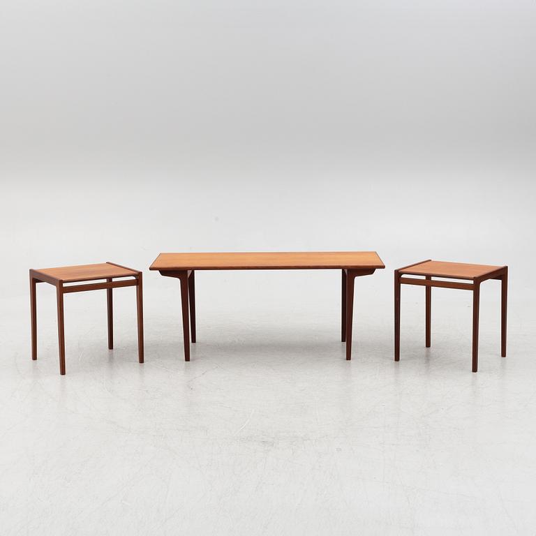 A teak coffee table and two side tables, Scandinavia, 1960's/70's.