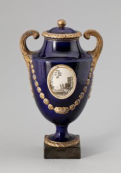 A Marieberg earthenware jar with cover, 18th Century.