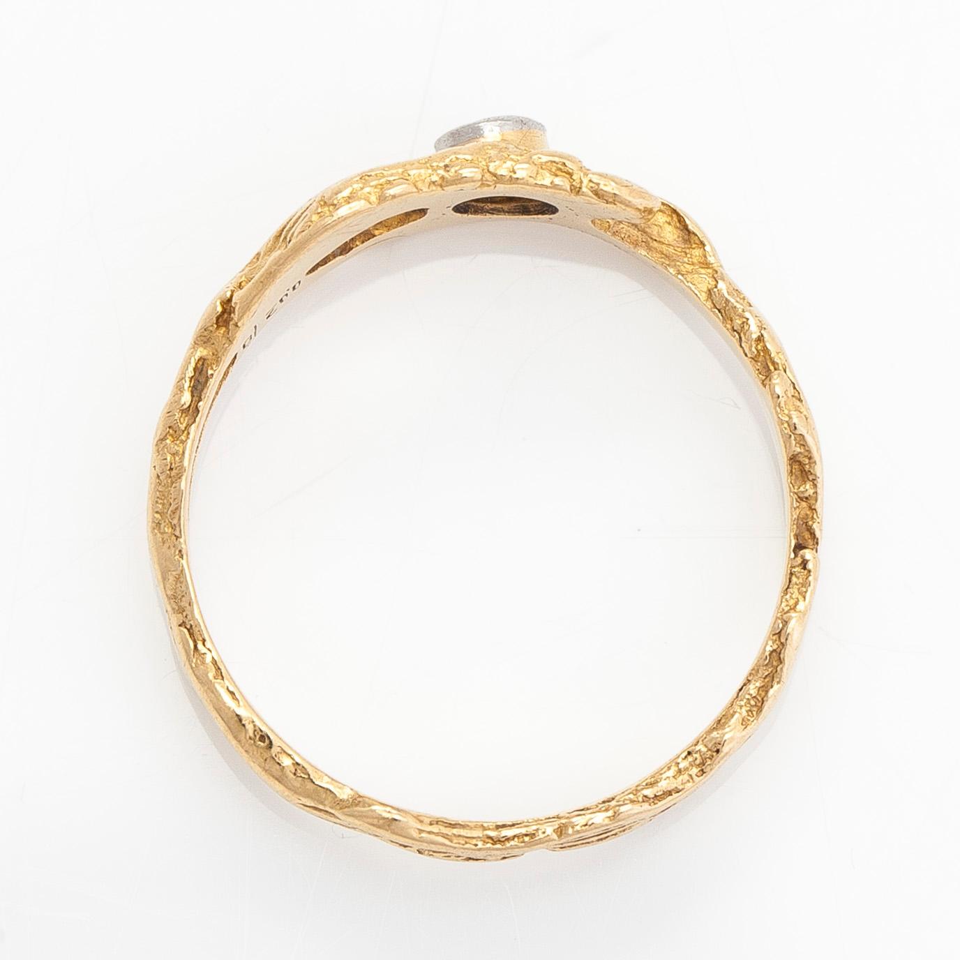 Björn Weckström, Sormus, "TImanttilampi", 18K kultaa ja timantti n. 0.02 ct, Lapponia.