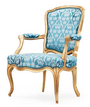 A Swedish Royal Rococo armchair, once the possession of  crown prince Gustav III.