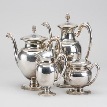 A 20th century silver four piece tea service, unknown makers mark weight ca 1743 gr.