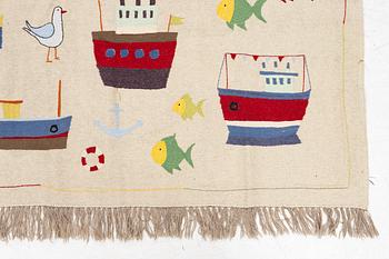 A hand-embroidered Kelim carpet, c. 225 x 170 cm.