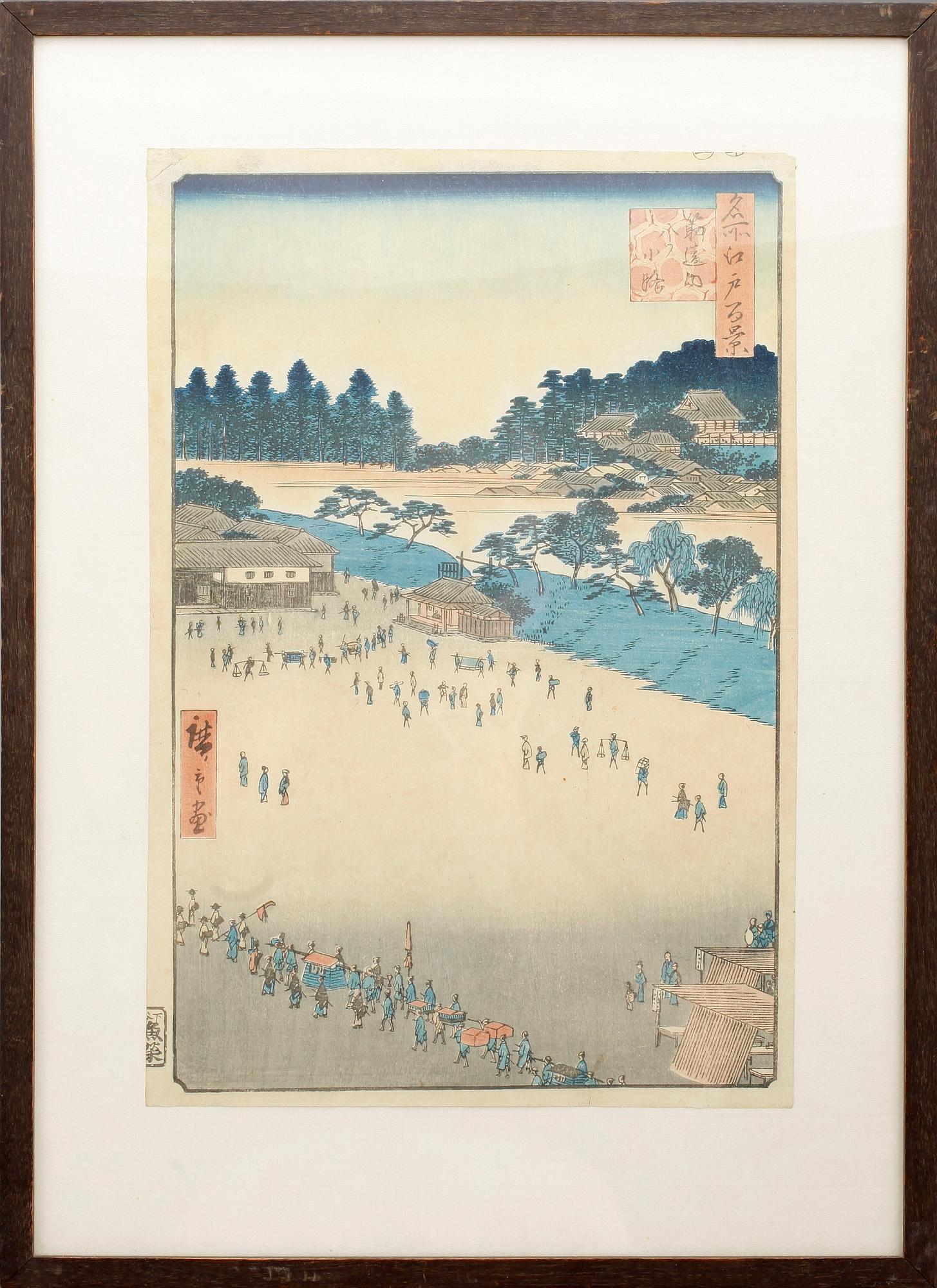 ANDO UTAGAWA HIROSHIGE, 2 st, träsnitt, Japan.