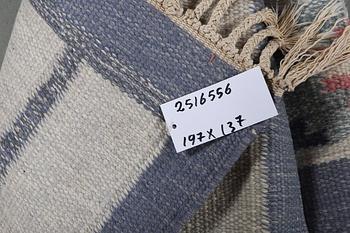 Ingegred Silow, a flat weave carpet, signed IS, ca 197 x 137 cm.