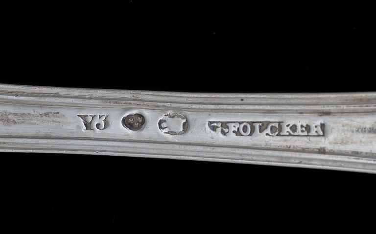 PARTI BESTICK, ca 20 delar, silver, bl a G Folcker Stockholm 1829. Tot vikt ca 530 g.