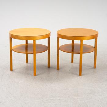 A pair of birch bedside tables, 1930's.