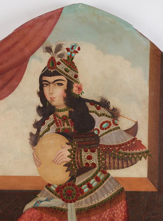 Persian school, "The Lady with the Tunbak" late Qajar dynasty - first half of the 20th century.