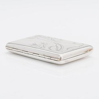 A silver cigarette case, maker's mark of Vasili Sikazev, Moscow 1908-17.