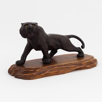 A bronze okimono/sculpture in the shape of a tiger, first half of the 20th Century.