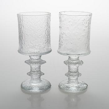 Timo Sarpaneva, A set of seven drinking glasses 'Juhlalasi', signed TS, Iittala. 1967-81.