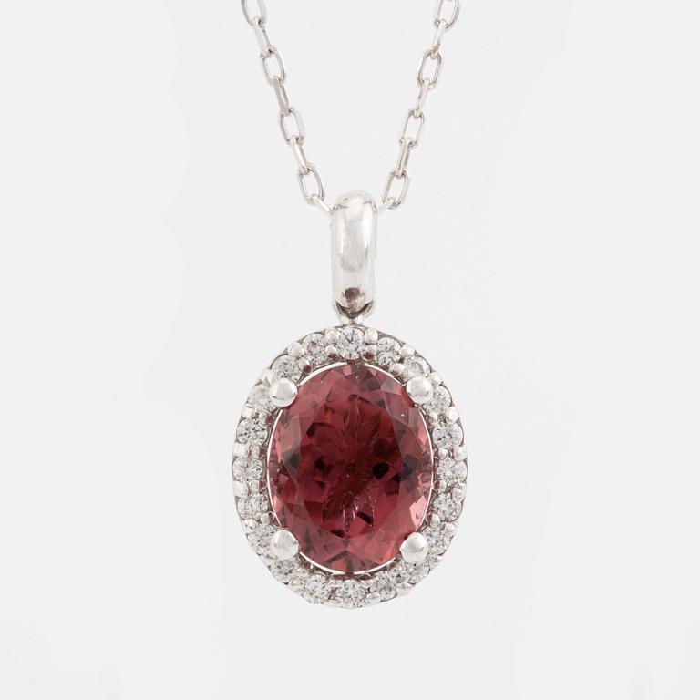 Tourmaline and brilliant cut diamond necklace.