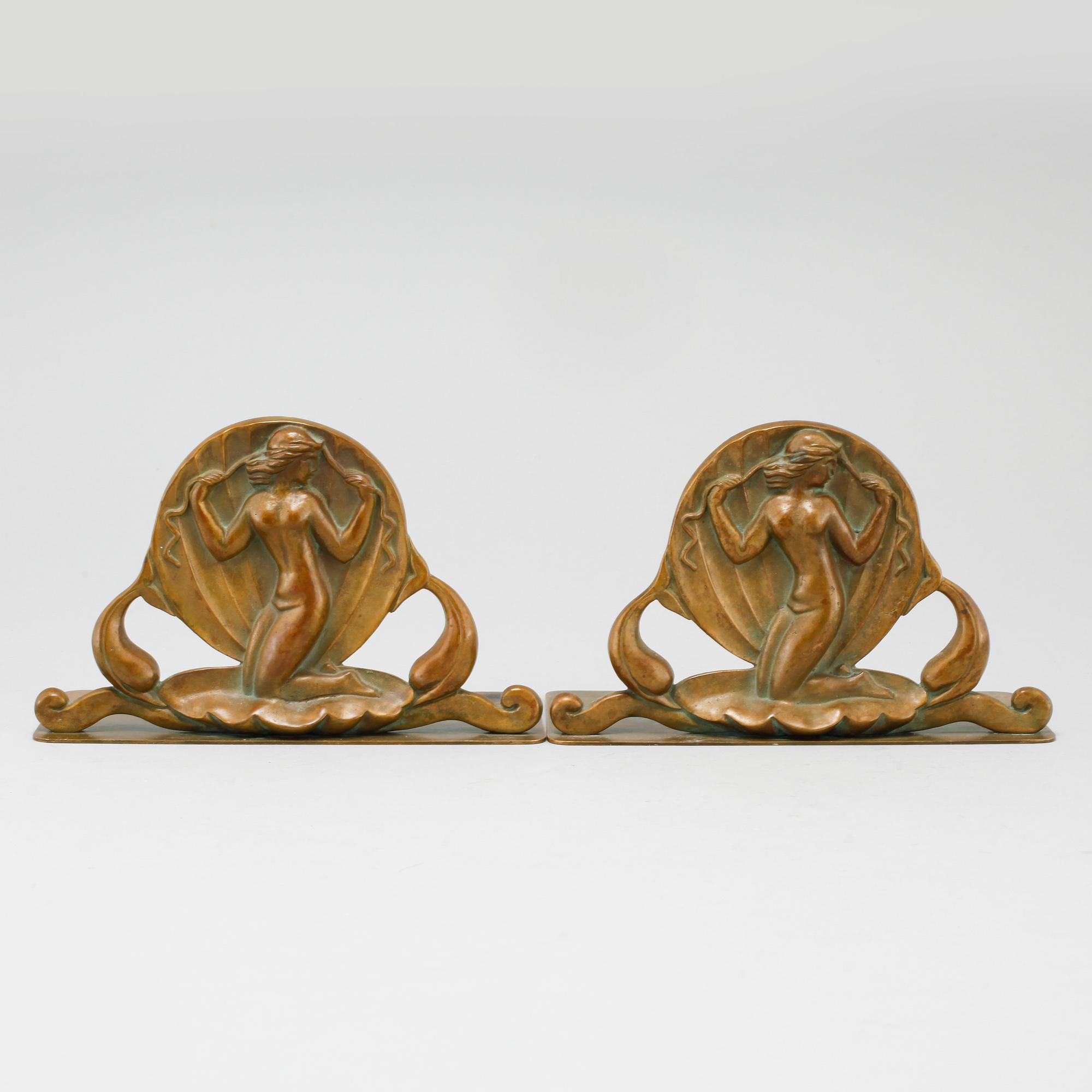 A pair of bronze bookends from Ystad Brons, first half fo the 20th century.