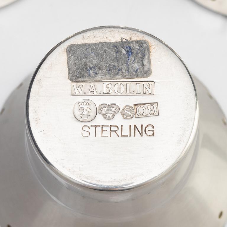 Eight sterling silver and enamel beakers, design and enamelling by Barbro Littmarck, W.A. Bolin, Stockholm 1961-66.