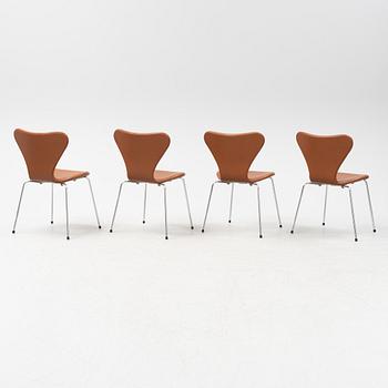 Arne Jacobsen, four 'Seven' chairs, Fritz Hansen, Denmark, 21st century.
