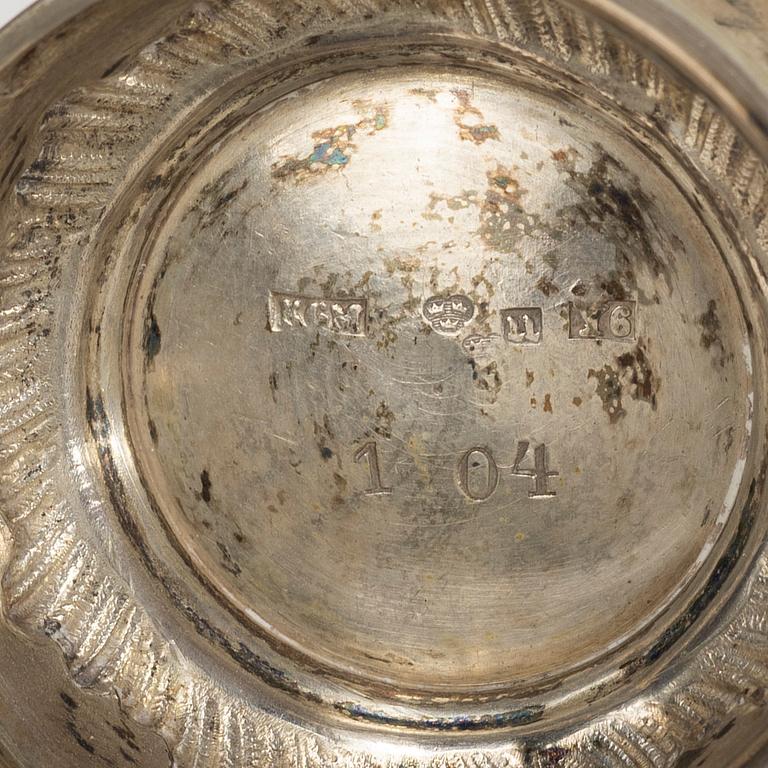 Bägare, 8 st, silver, KG Markströms AB, Uppsala, bl a 1906.