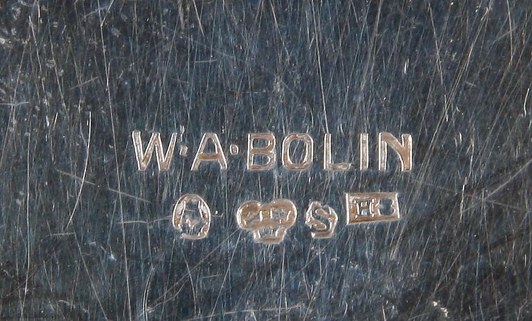 BÄGARE, 8 st, silver, bla Borgila och WA Bolin. 1930-50-tal.
