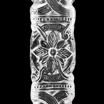 A glass obelisk by Lars Leidegren for Hotel Royal Viking, ca 1984. Produced by Orrefors glassworks.