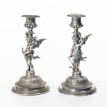 Candelsticks, a pair, silver, 1880s.