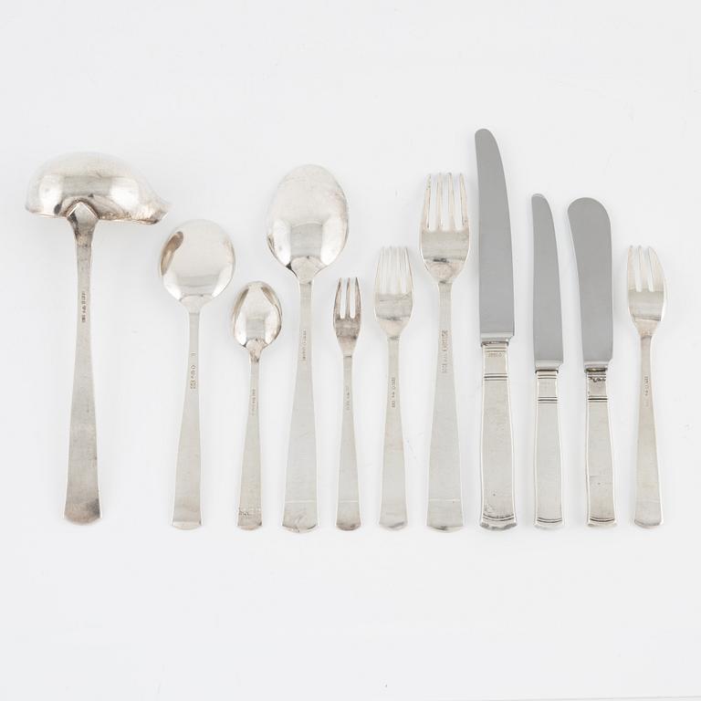 Jacob Ängman, 42 pieces of silver cutlery, 'Rosenholm', GAB, Stockholm/Eskilstuna, 1956-69.