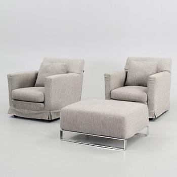 FÅTÖLJER, ett par, samt FOTPALL, Moroso, 2000-tal.