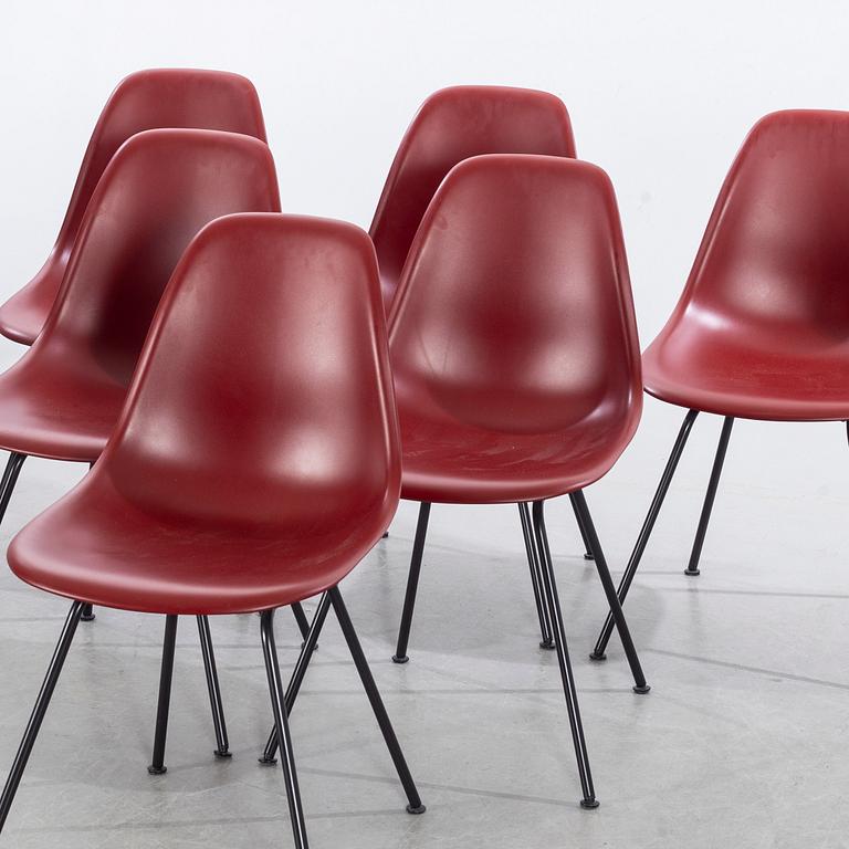 A set of six CHARELS AND RAYE EAMES DSX chairs.