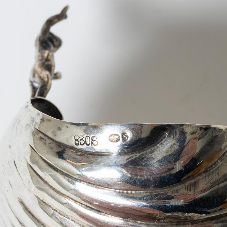 Salt cellars, a pair, silver, Empire style, 20th century.