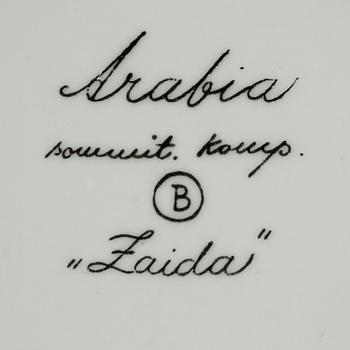 MOCCAKOPPAR, 12 st, porslin, Arabia, "Zaida", "Hillevi", "Milla", "Leila", "Asta" resp "Eira", 1900-talets senare hälft.