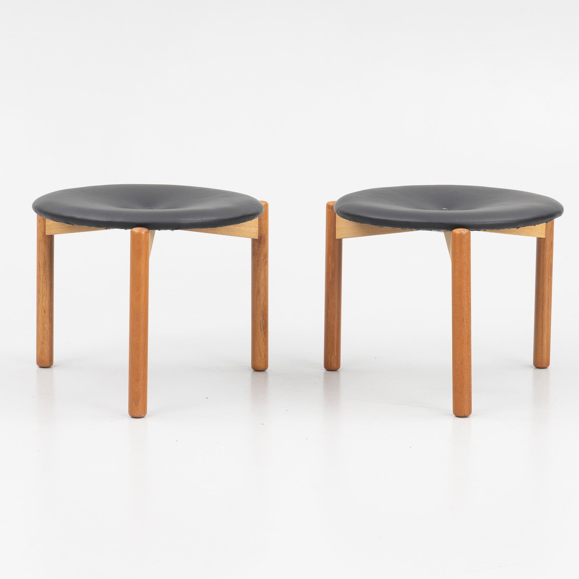 Uno & Östen Kristiansson, a pair of stools, Luxus, Vittsjö Möbelfabrik, Sweden, 1960's.