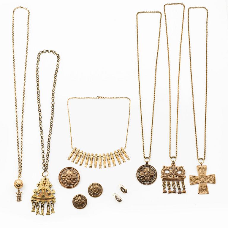 Jewellery, Kalevala Koru, 10 pieces, bronze.