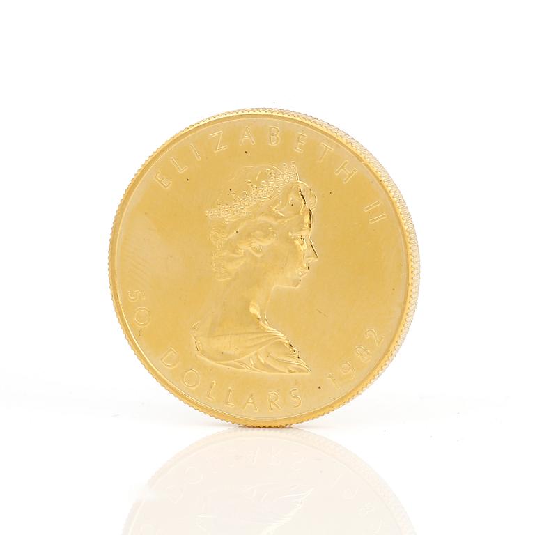 GULDMYNT, 50 Dollars, Canada 1982. Vikt ca 31 g.