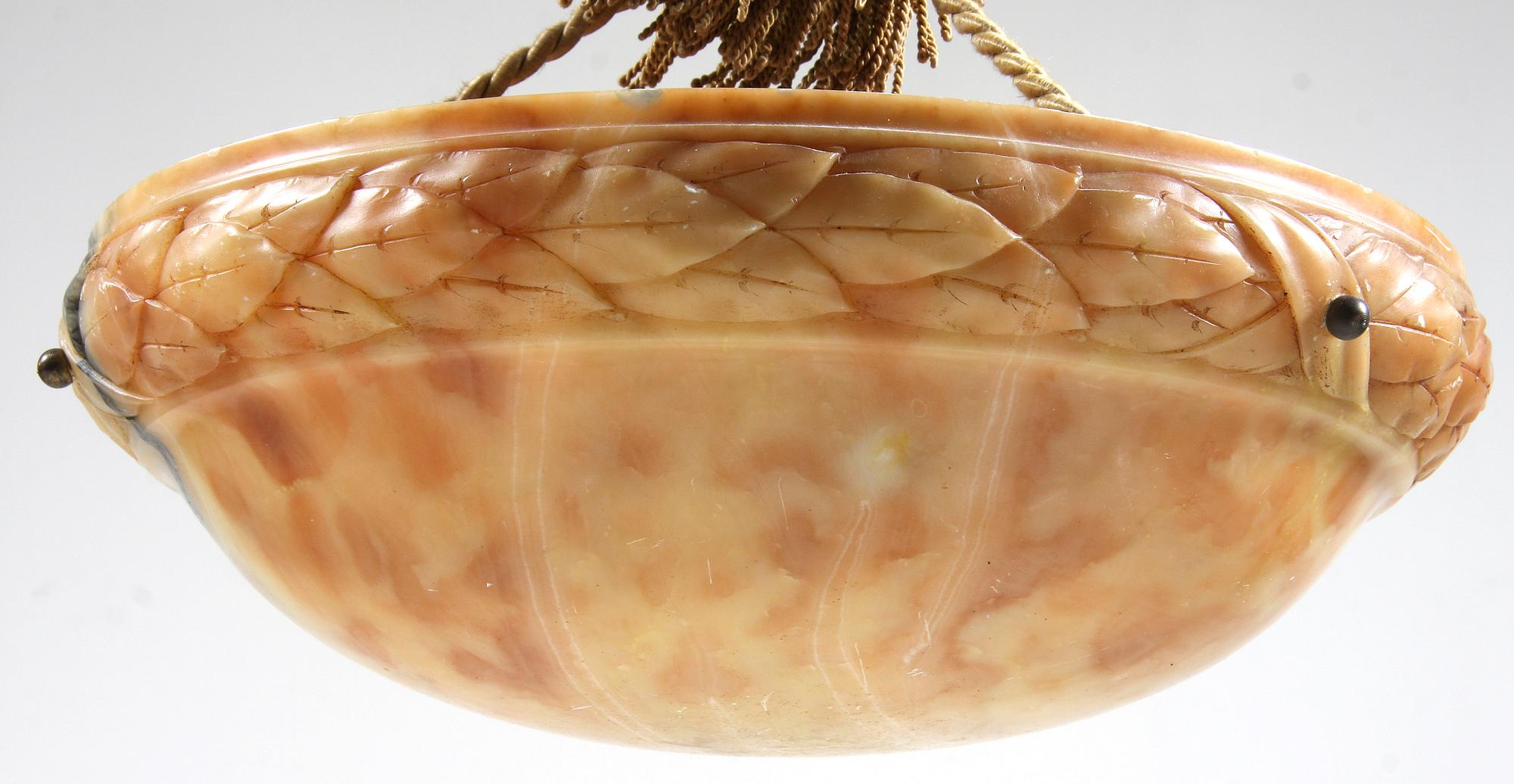 TAKLAMPA, alabaster, tidigt 1900-tal.
